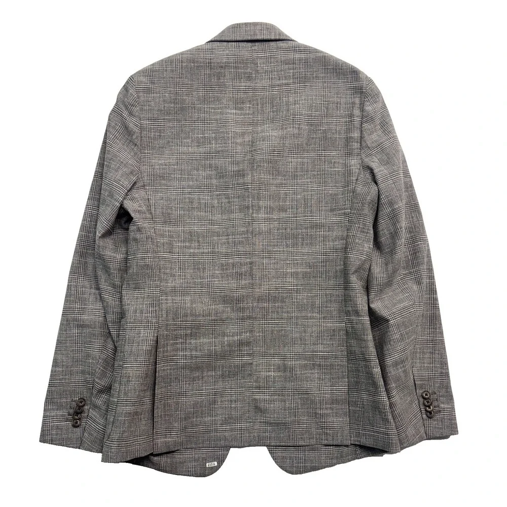 Banana Republic 38R Taupe Plaid Linen Cotton Wool Blazer Jacket Sport Coat Light